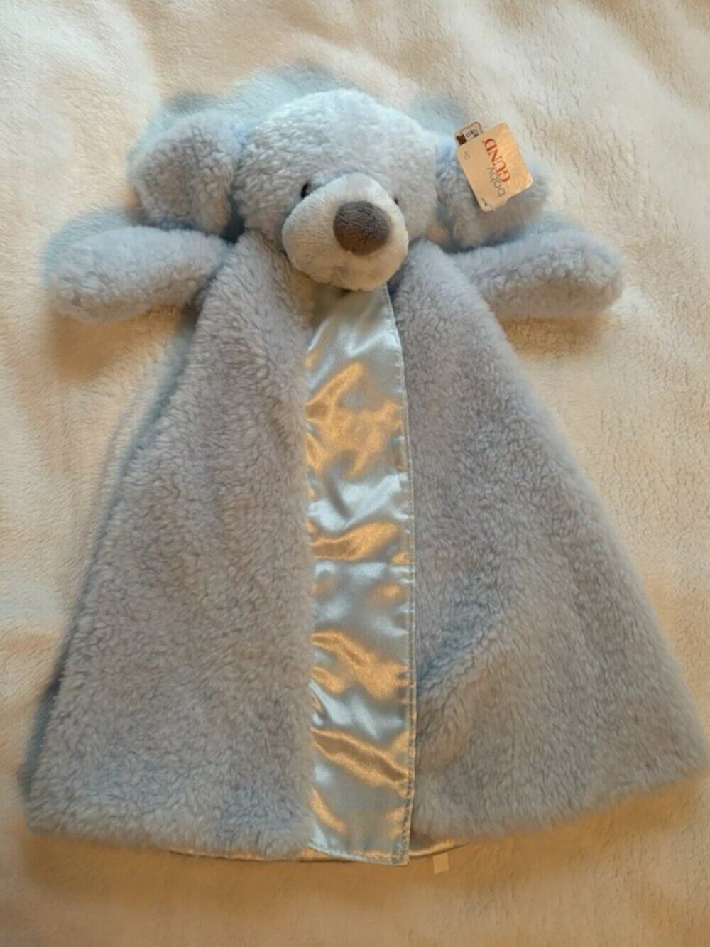 Gund Baby Fluffy Huggy Buddy Plush Blanket Blue Stuffy Puppy Dog Boy's NWT